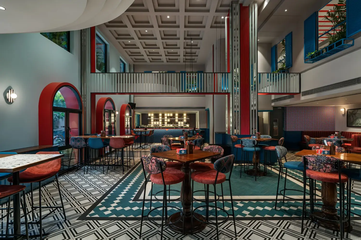 The open two-level restaurant and bar at Heyou